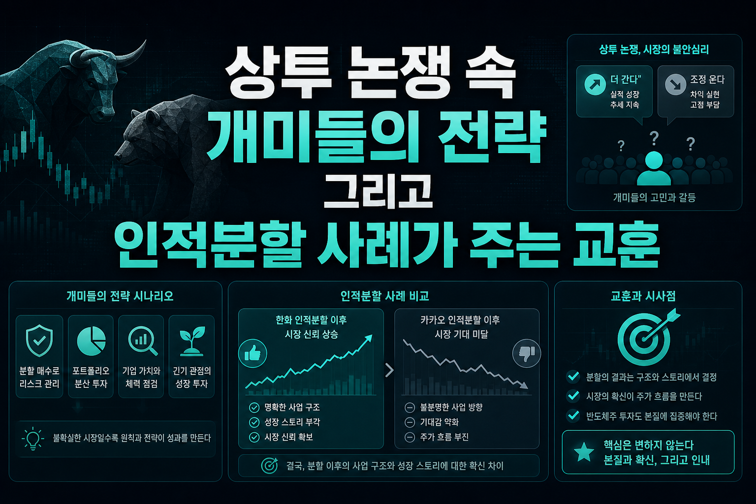 상투 논쟁 속 개미들의 전략, 그리고 인적분할 사례가 주는 교훈