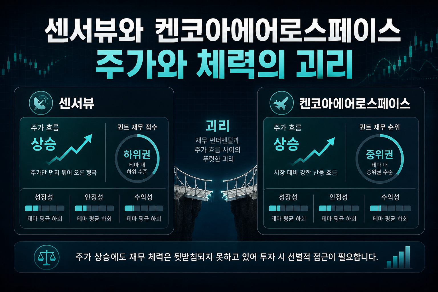 센서뷰와 켄코아에어로스페이스, 주가와 체력의 괴리