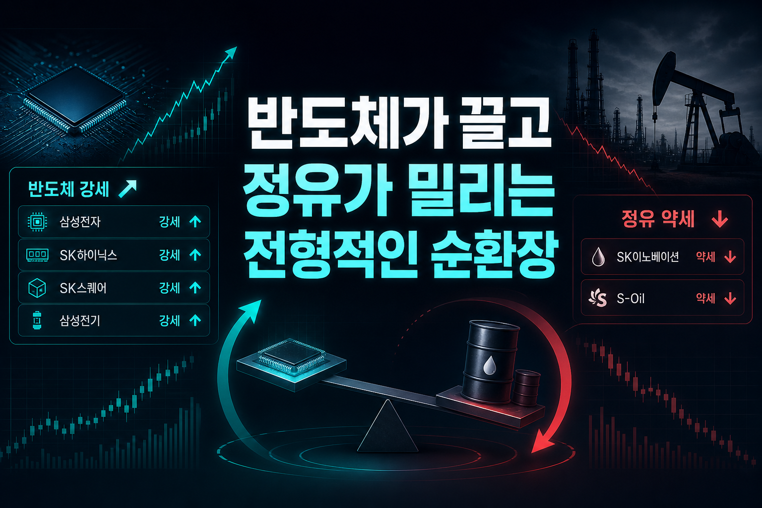 반도체가 끌고 정유가 밀리는 전형적인 순환장