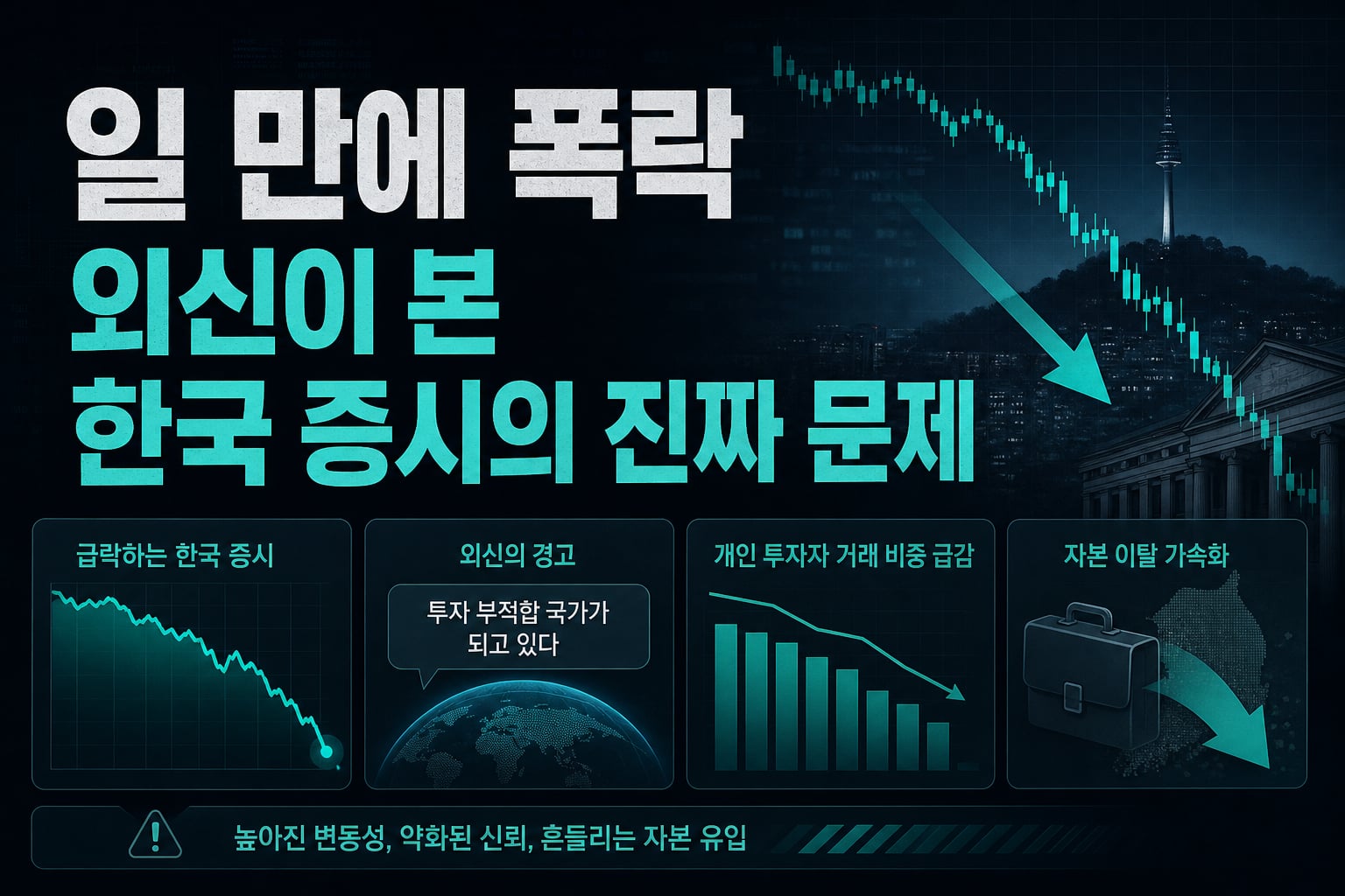 27일 만에 40% 폭락, 외신이 본 한국 증시의 진짜 문제