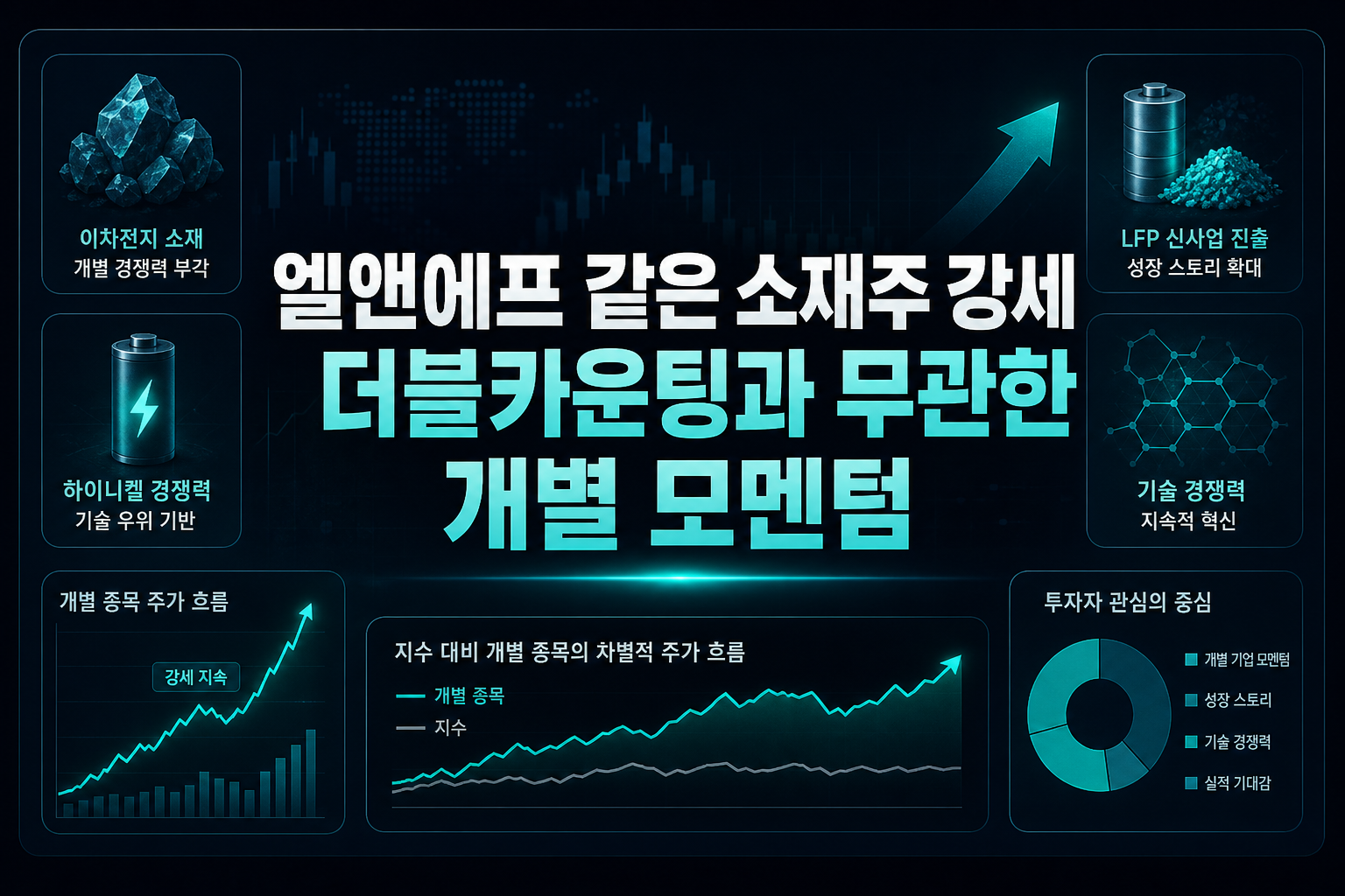 엘앤에프 같은 소재주 강세, 더블카운팅과 무관한 개별 모멘텀