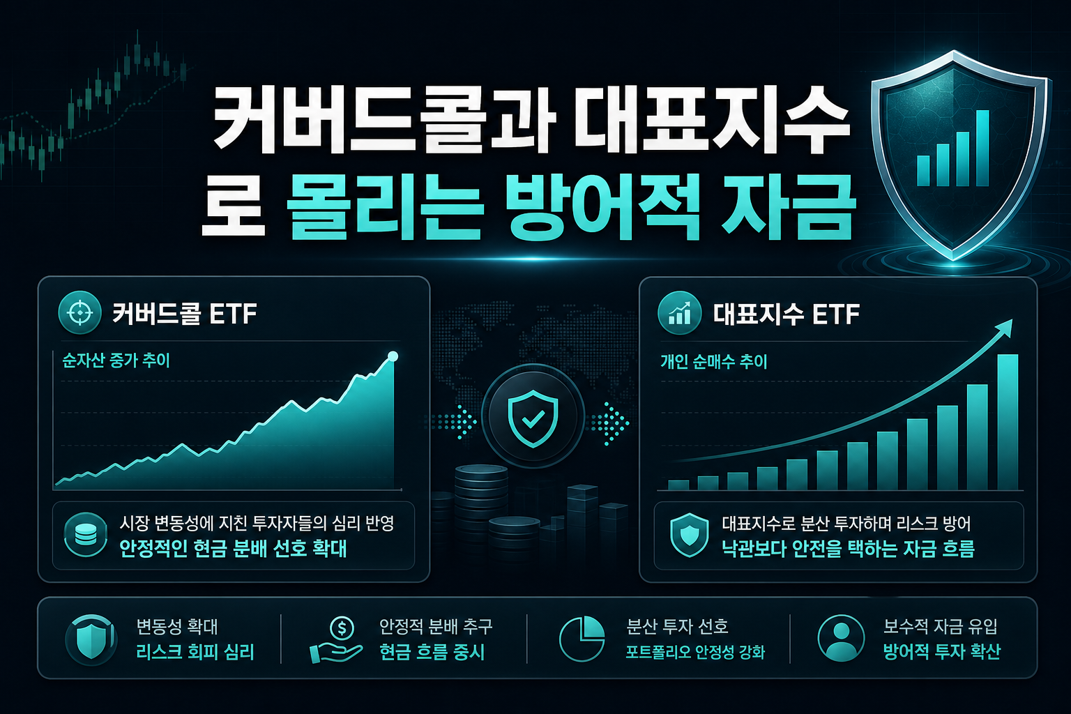 커버드콜과 대표지수 ETF로 몰리는 방어적 자금