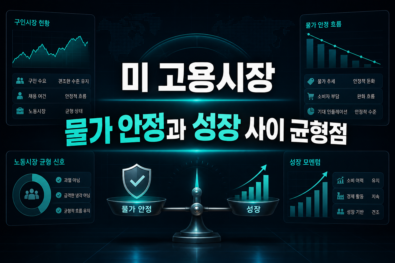 미 고용시장, 물가 안정과 성장 사이 균형점