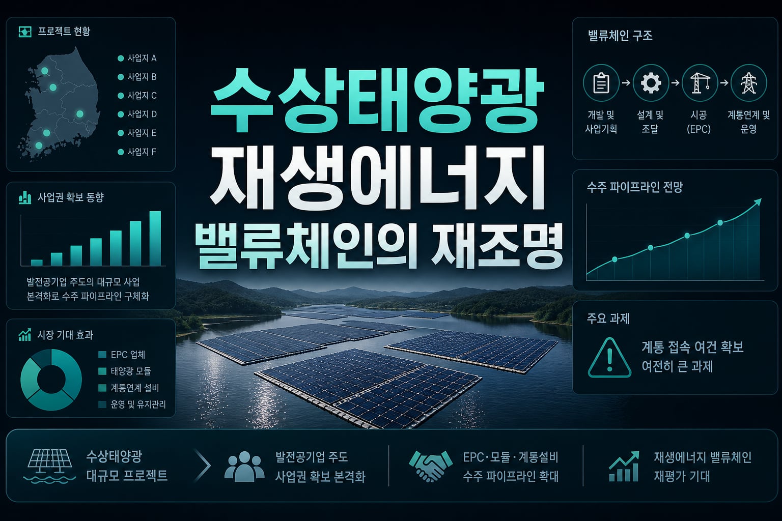 수상태양광 1.3GW, 재생에너지 밸류체인의 재조명