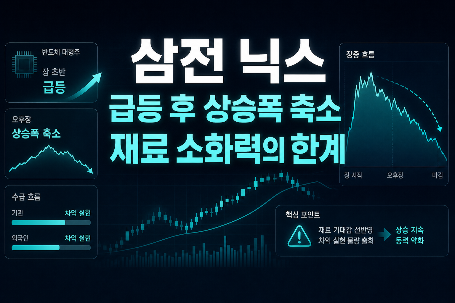 삼전·닉스 급등 후 상승폭 축소, 재료 소화력의 한계