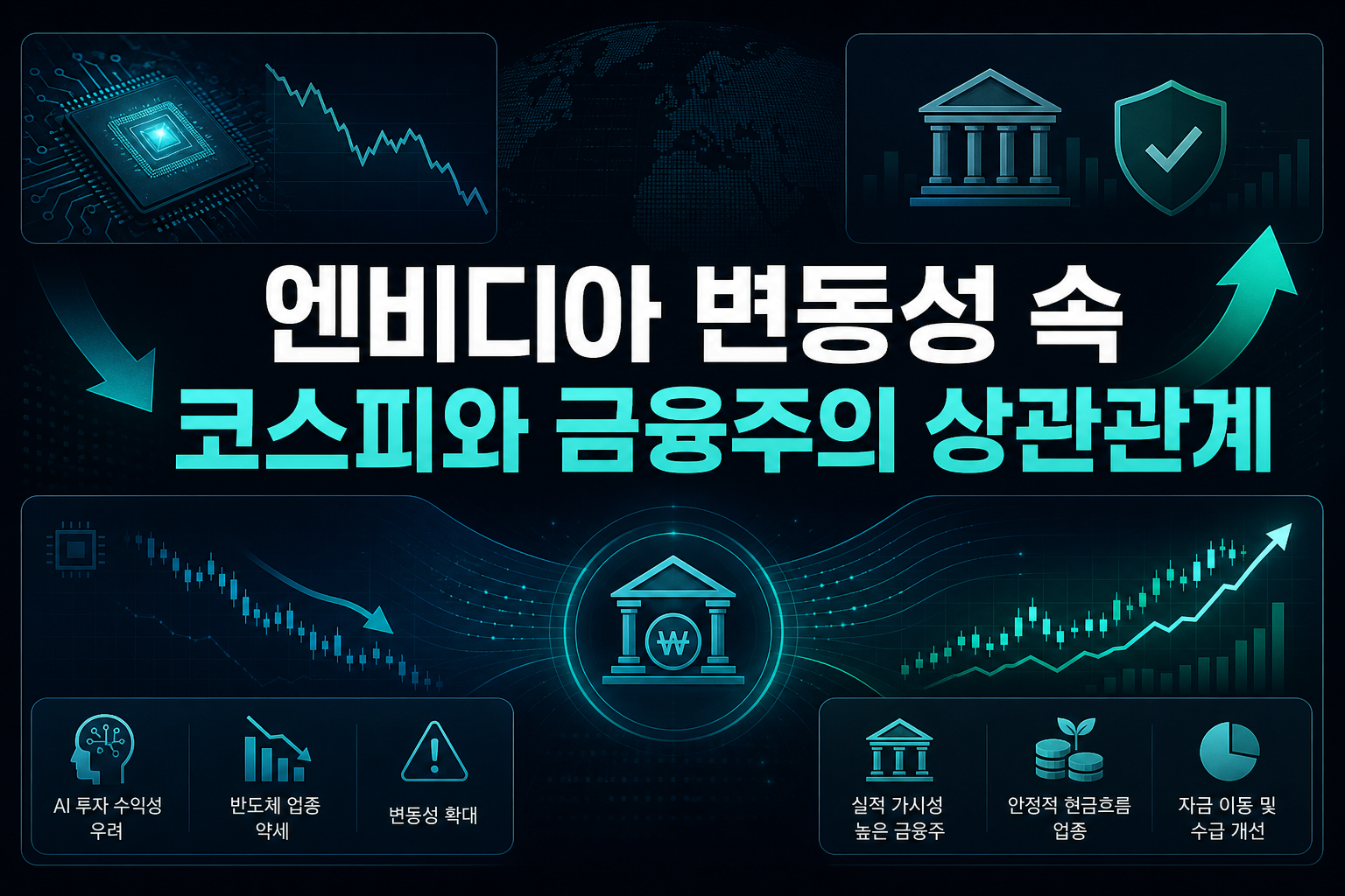 엔비디아 변동성 속 코스피와 금융주의 상관관계