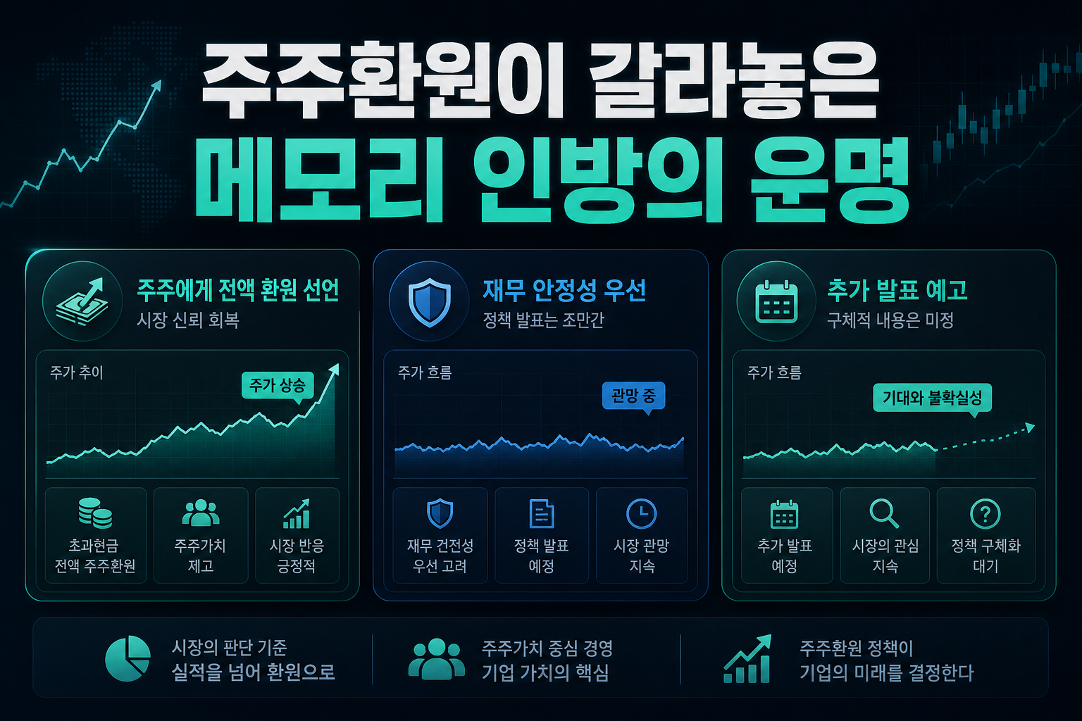 주주환원이 갈라놓은 메모리 3인방의 운명