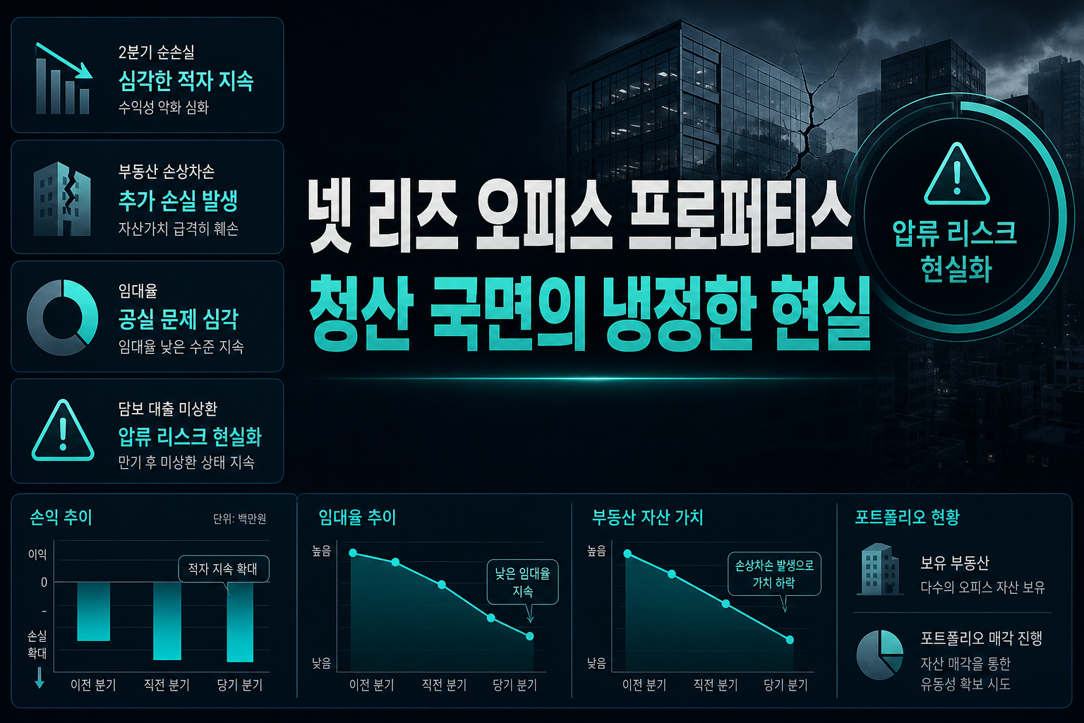 넷 리즈 오피스 프로퍼티스, 청산 국면의 냉정한 현실