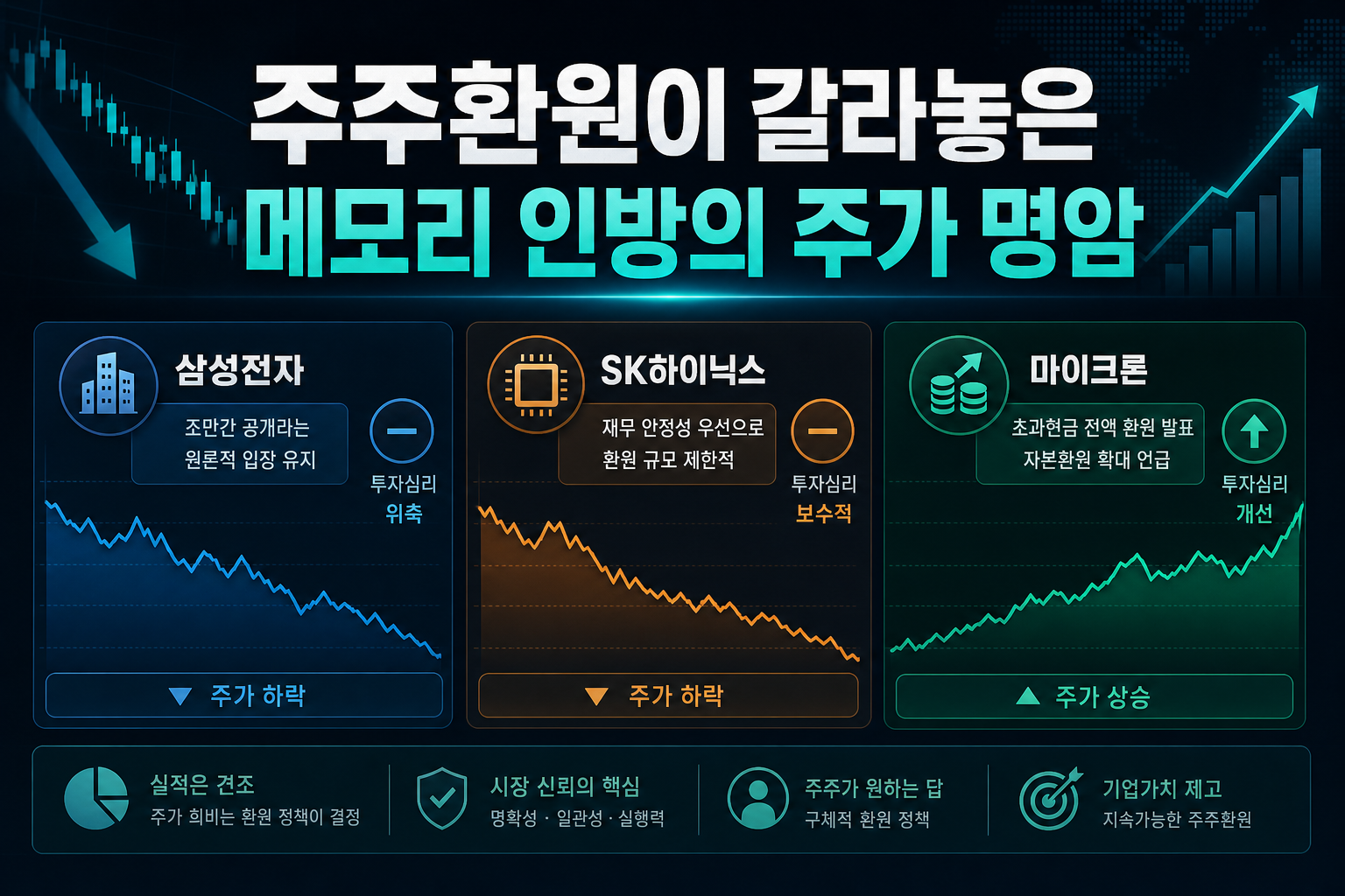 주주환원이 갈라놓은 메모리 3인방의 주가 명암