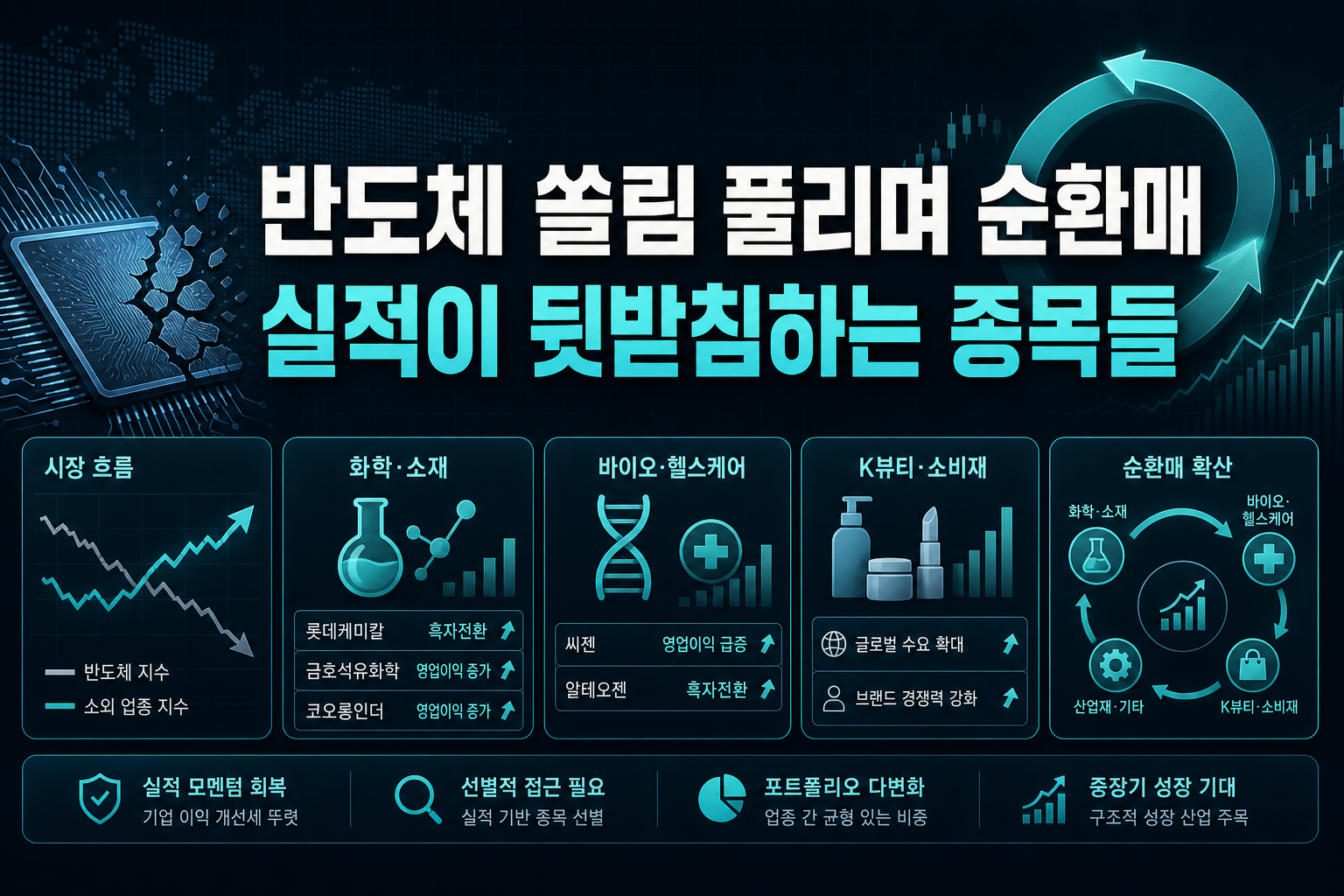 반도체 쏠림 풀리며 순환매, 실적이 뒷받침하는 종목들