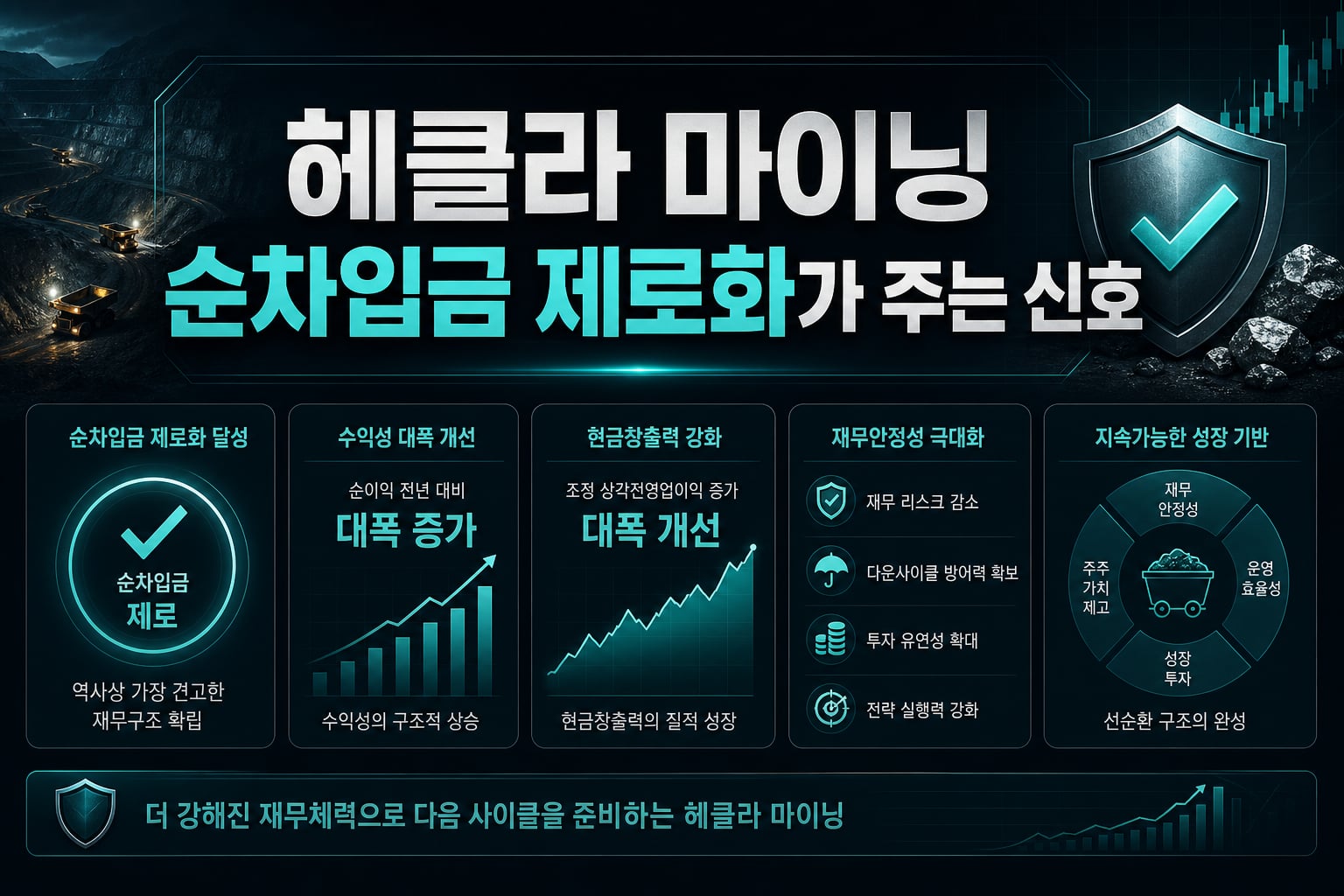 헤클라 마이닝, 순차입금 제로화가 주는 신호