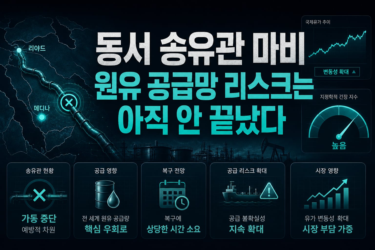 동서 송유관 마비, 원유 공급망 리스크는 아직 안 끝났다