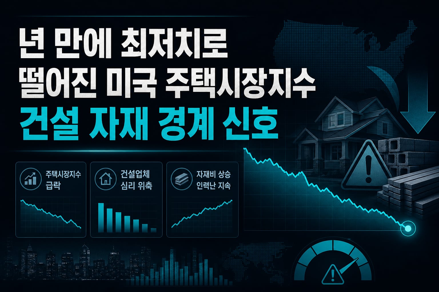 1년 만에 최저치로 떨어진 미국 주택시장지수, 건설·자재株 경계 신호