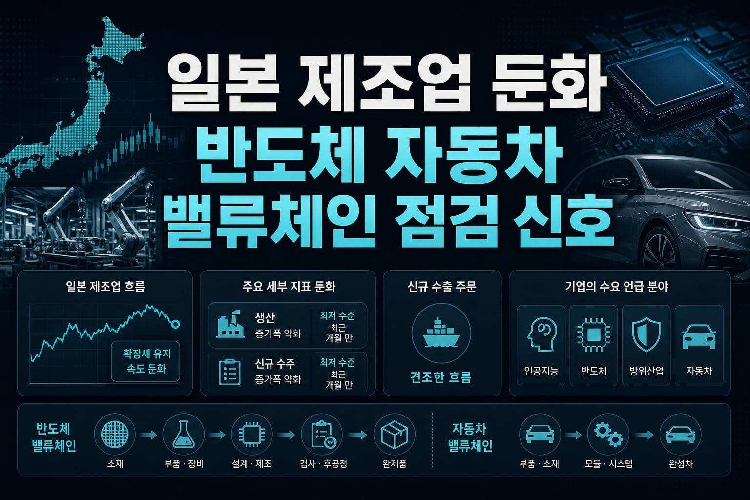 일본 제조업 PMI 둔화, 반도체·자동차 밸류체인 점검 신호