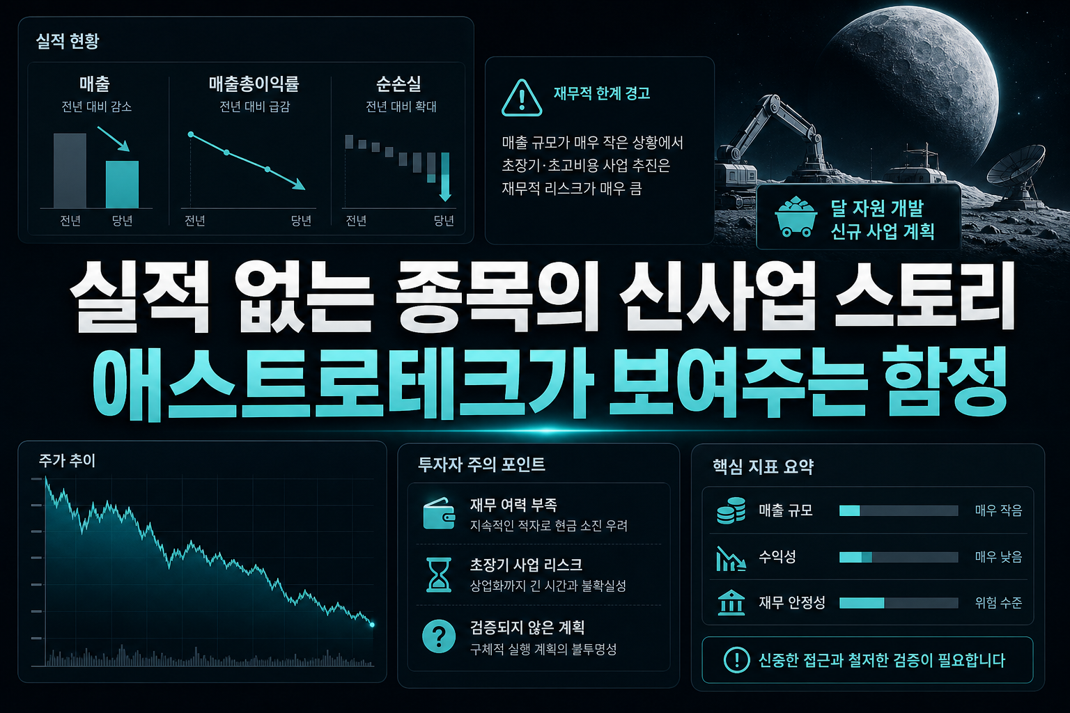 실적 없는 종목의 신사업 스토리, 애스트로테크가 보여주는 함정