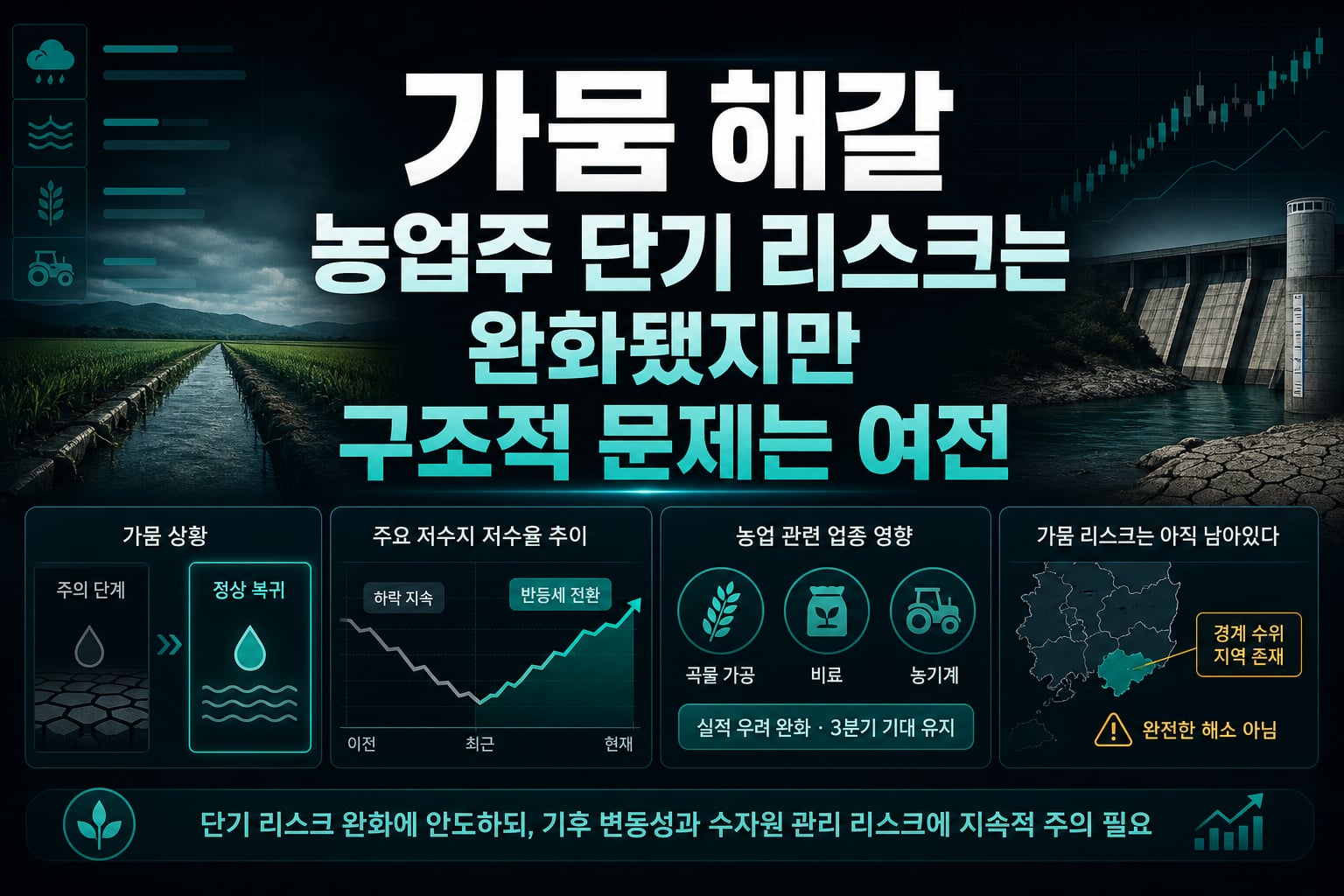 가뭄 해갈, 농업주 단기 리스크는 완화됐지만 구조적 문제는 여전
