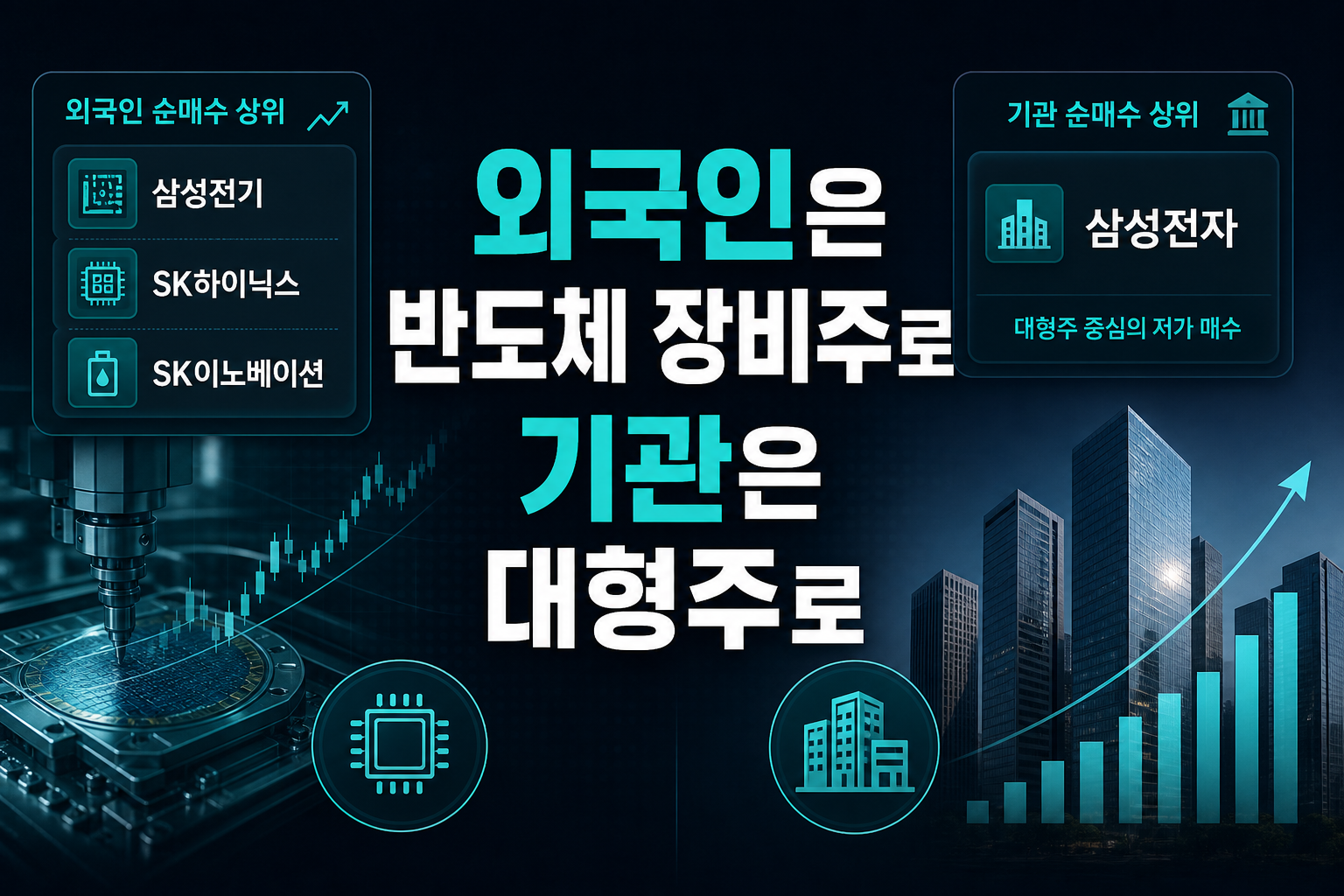 외국인은 반도체 장비주로, 기관은 대형주로