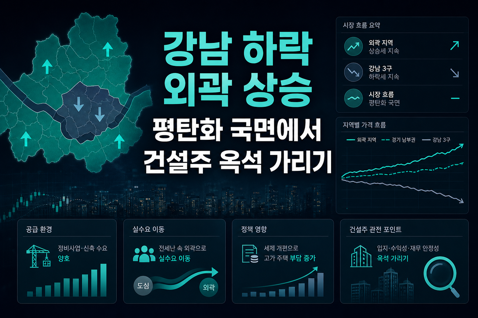 강남 하락, 외곽 상승…평탄화 국면에서 건설주 옥석 가리기