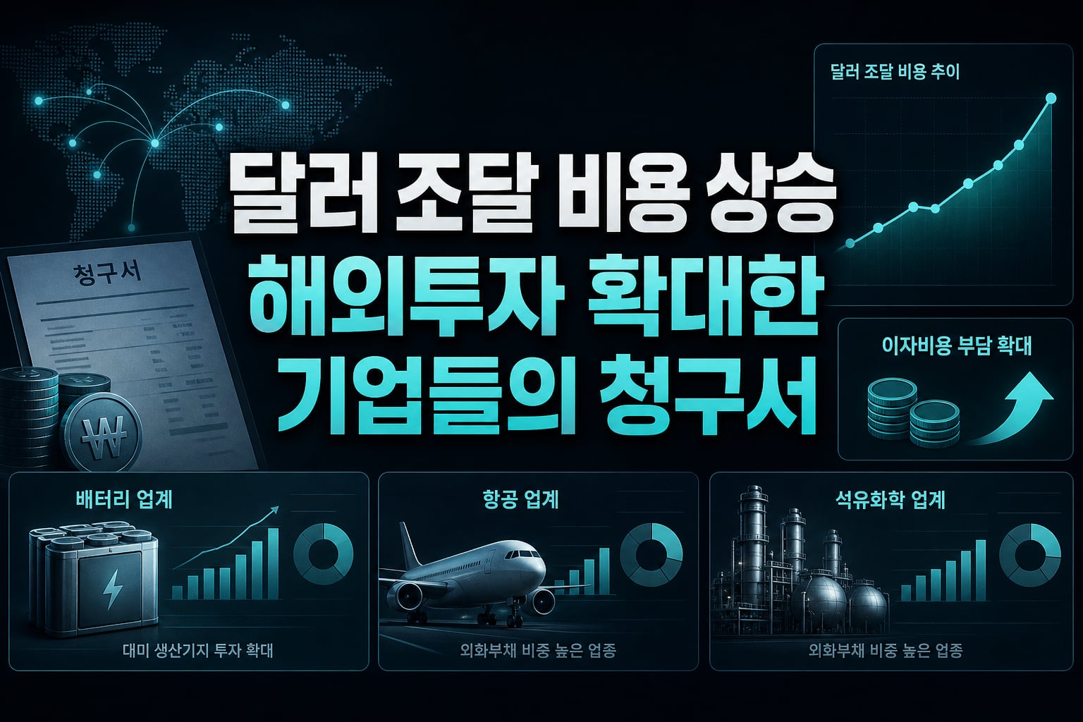 달러 조달 비용 상승, 해외투자 확대한 기업들의 청구서