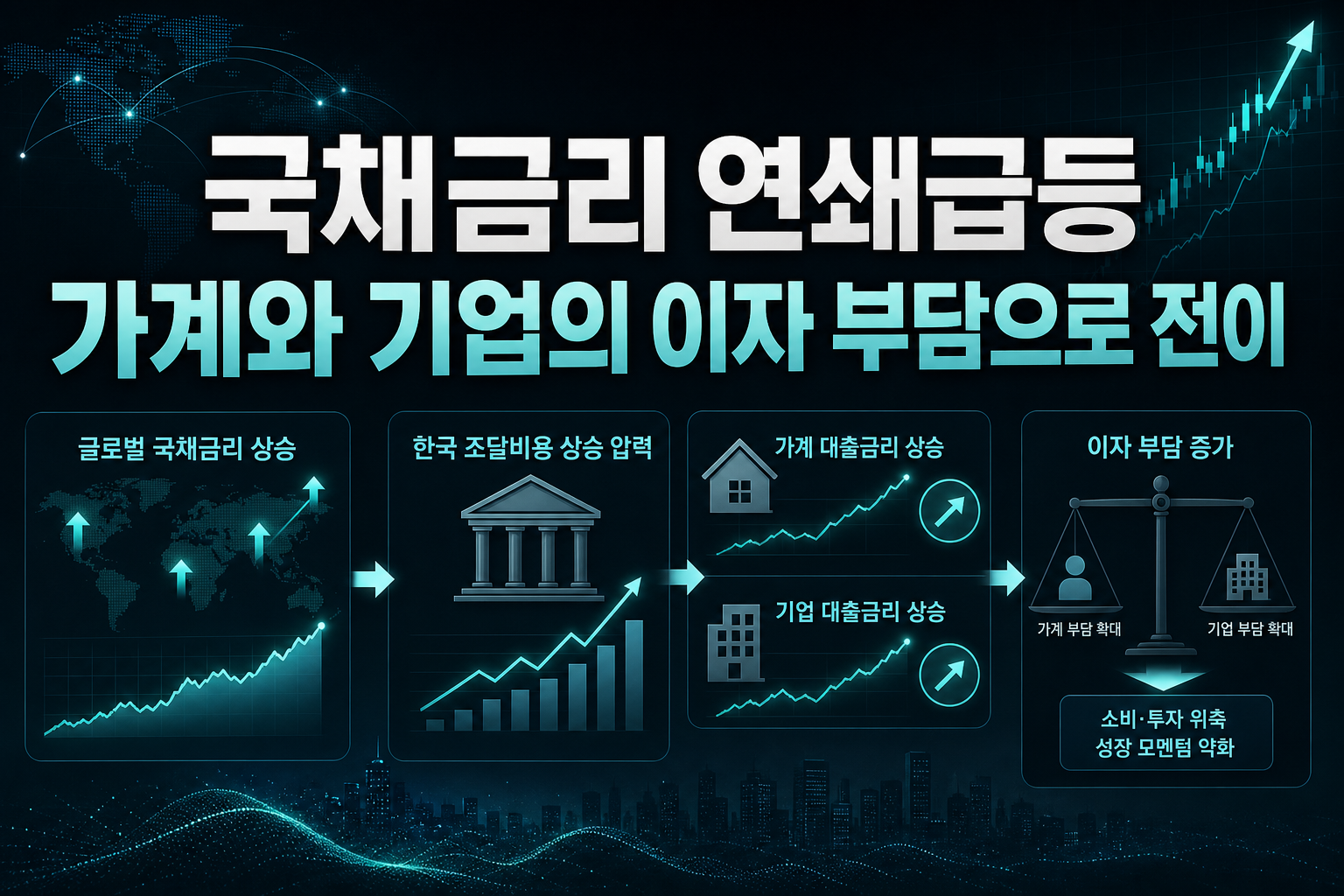 국채금리 연쇄급등, 가계와 기업의 이자 부담으로 전이