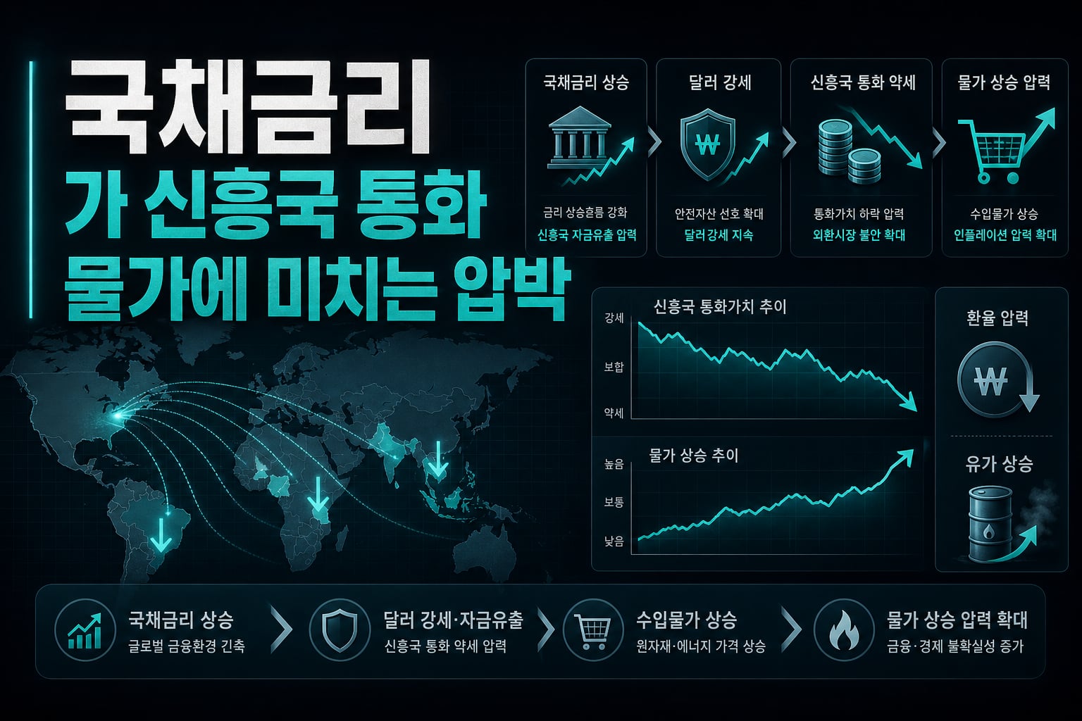 국채금리 5%가 신흥국 통화·물가에 미치는 압박