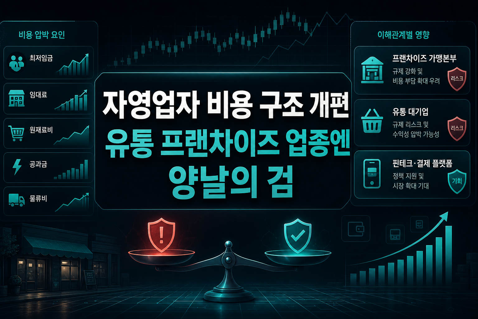 자영업자 비용 구조 개편, 유통·프랜차이즈 업종엔 양날의 검
