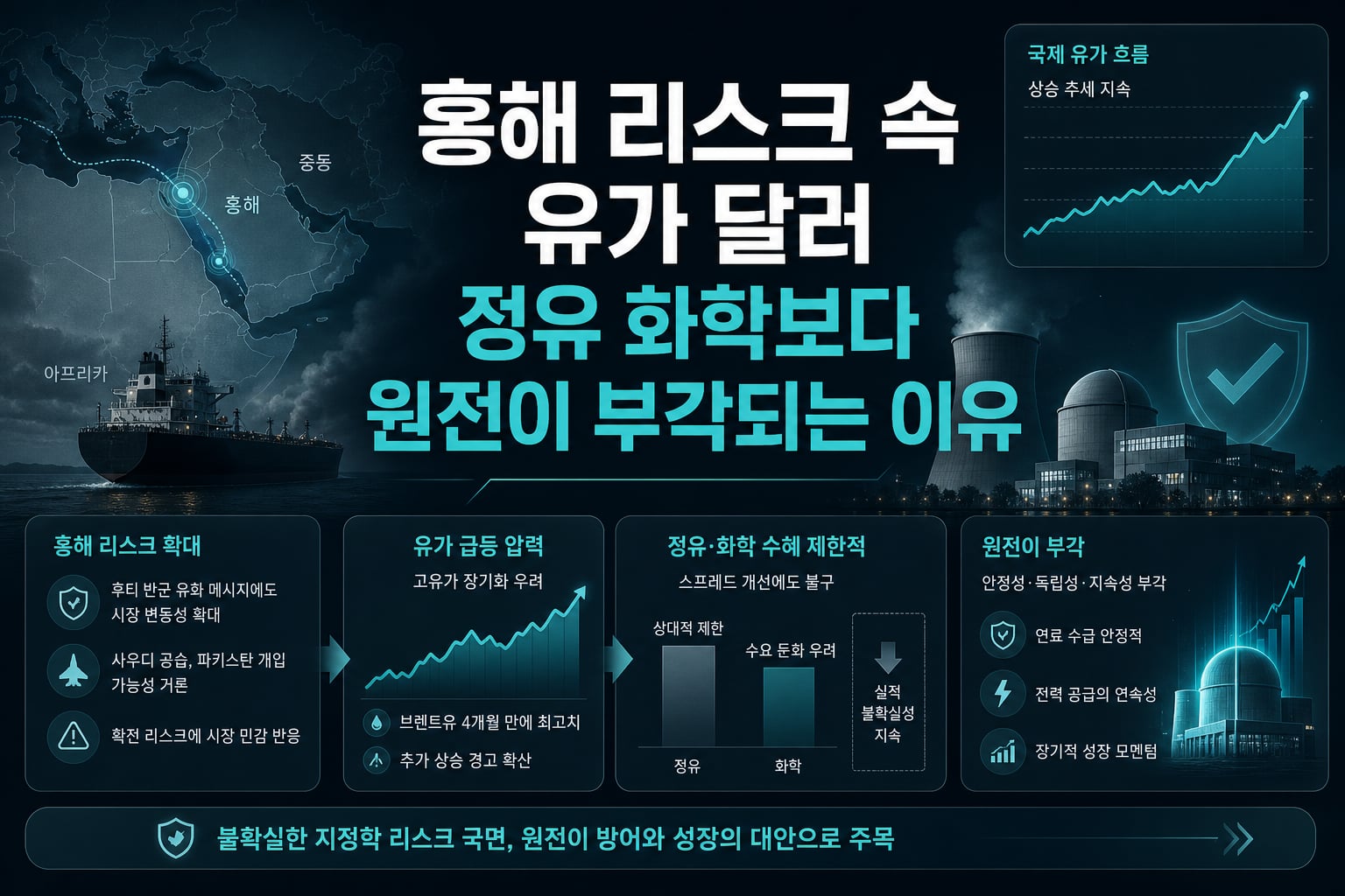 홍해 리스크 속 유가 100달러, 정유·화학보다 원전이 부각되는 이유