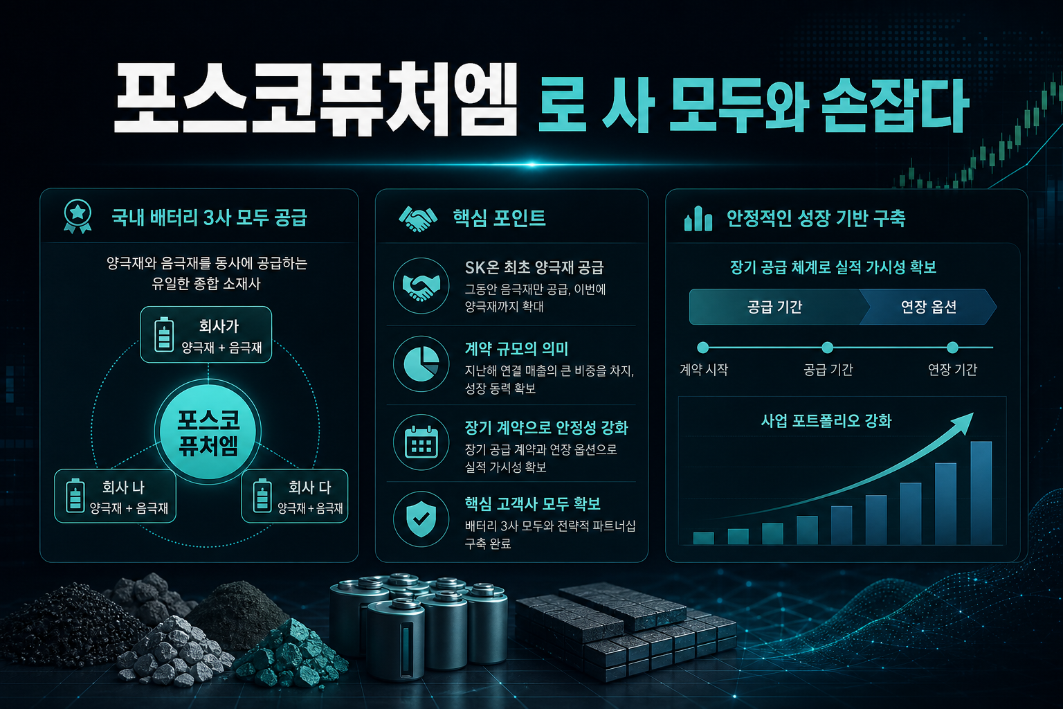 포스코퓨처엠, LFP로 3사 모두와 손잡다