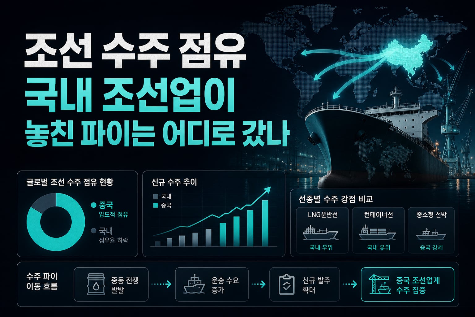 中 조선 수주 82% 점유, 국내 조선업이 놓친 파이는 어디로 갔나