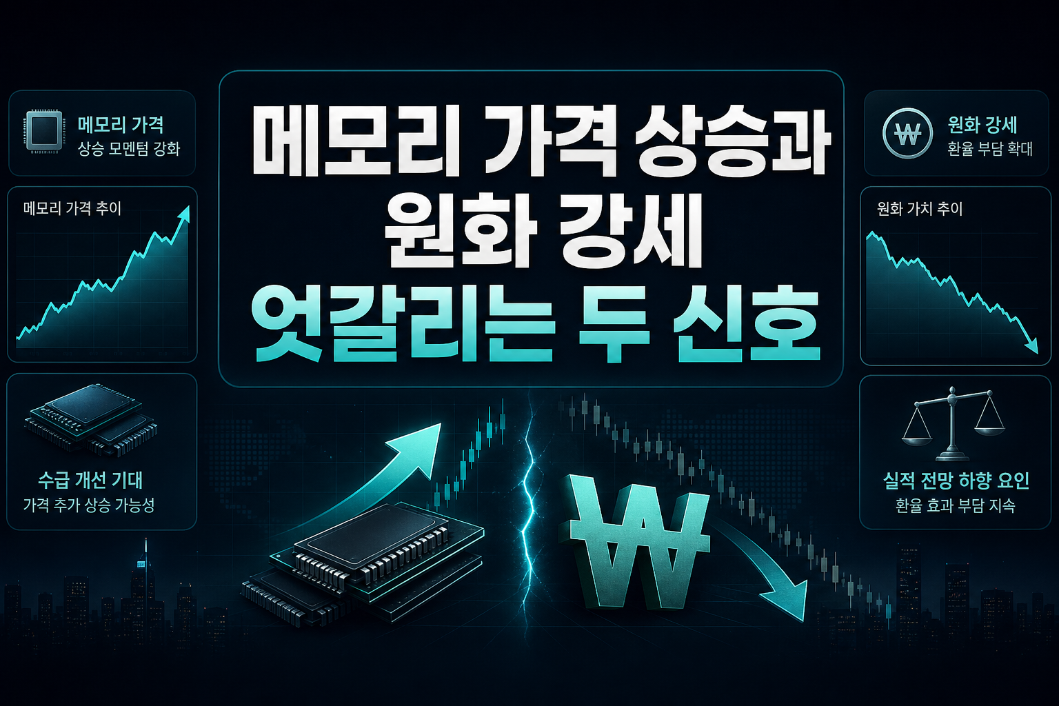 메모리 가격 상승과 원화 강세, 엇갈리는 두 신호