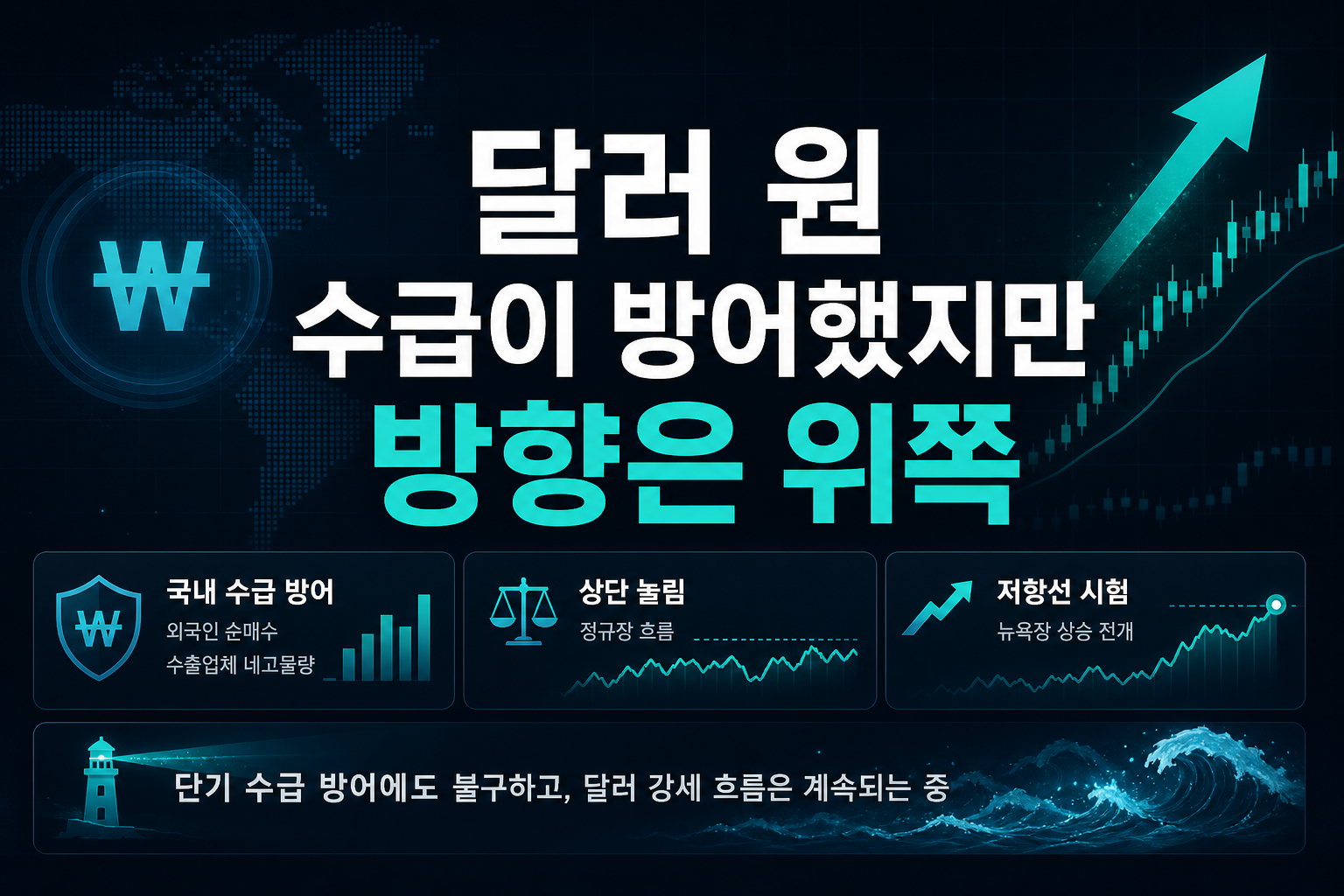 달러-원, 수급이 방어했지만 방향은 위쪽