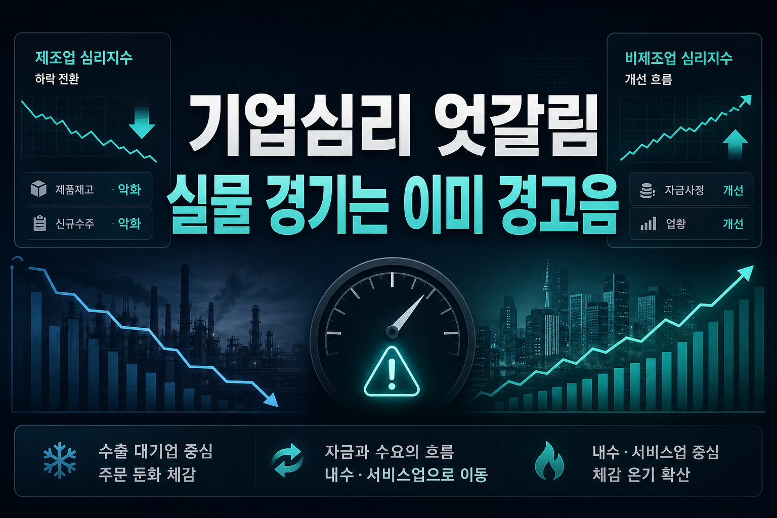 기업심리 엇갈림, 실물 경기는 이미 경고음