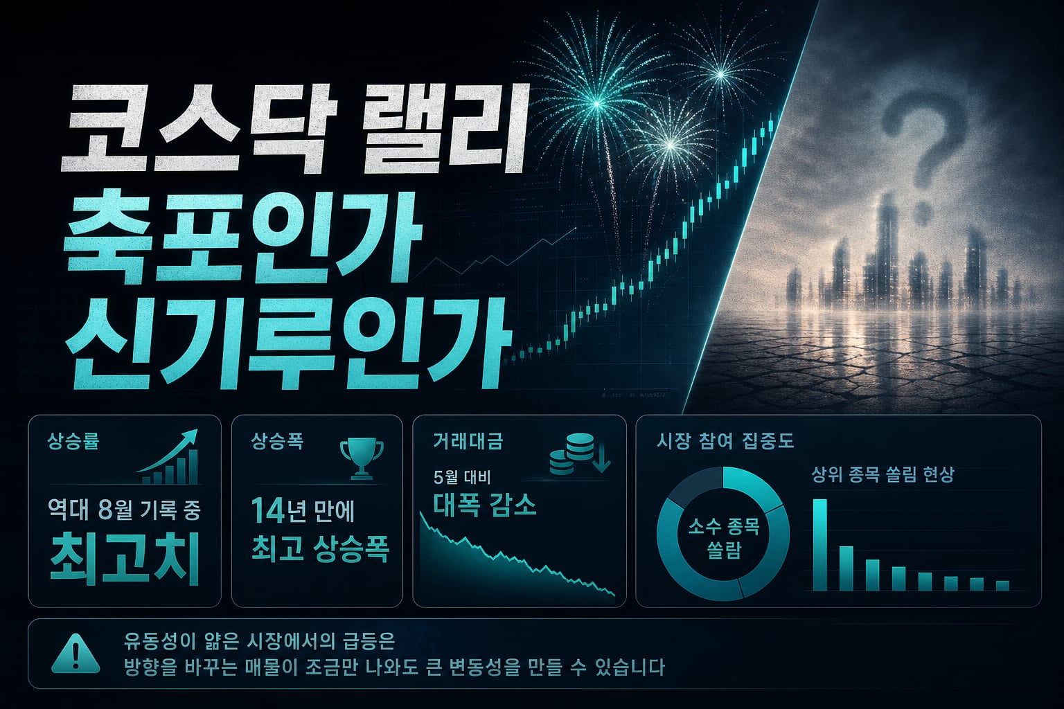 코스닥 15.9% 랠리, 축포인가 신기루인가