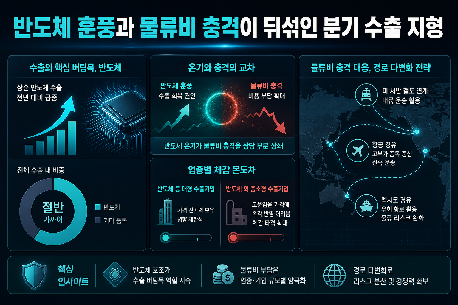 반도체 훈풍과 물류비 충격이 뒤섞인 4분기 수출 지형