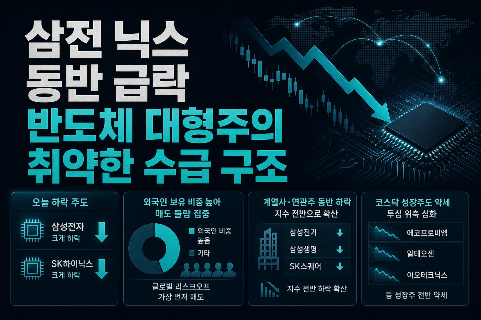 삼전·닉스 동반 급락, 반도체 대형주의 취약한 수급 구조