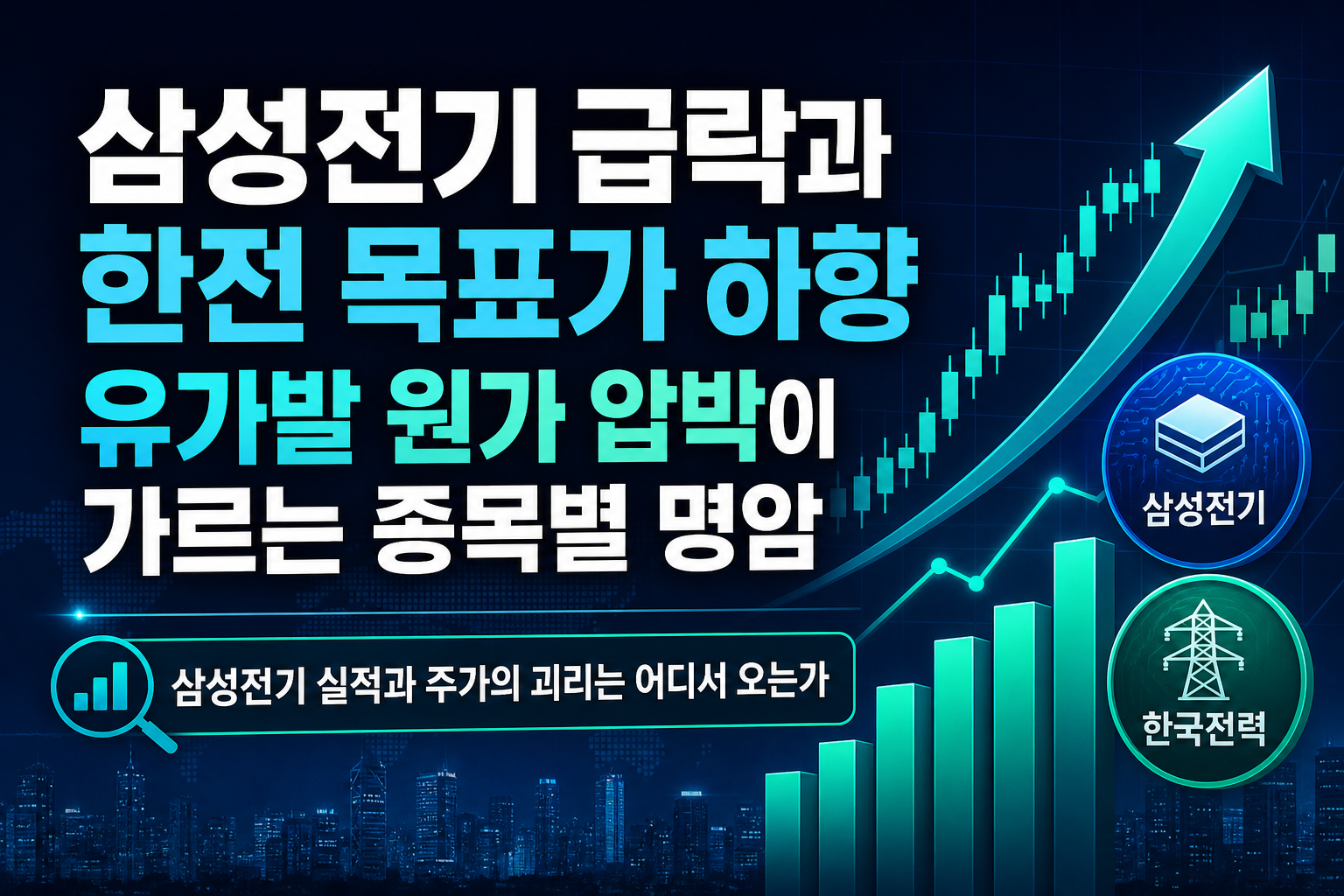 삼성전기 41% 급락과 한전 목표가 하향, 유가발 원가 압박이 가르는 종목별 명암