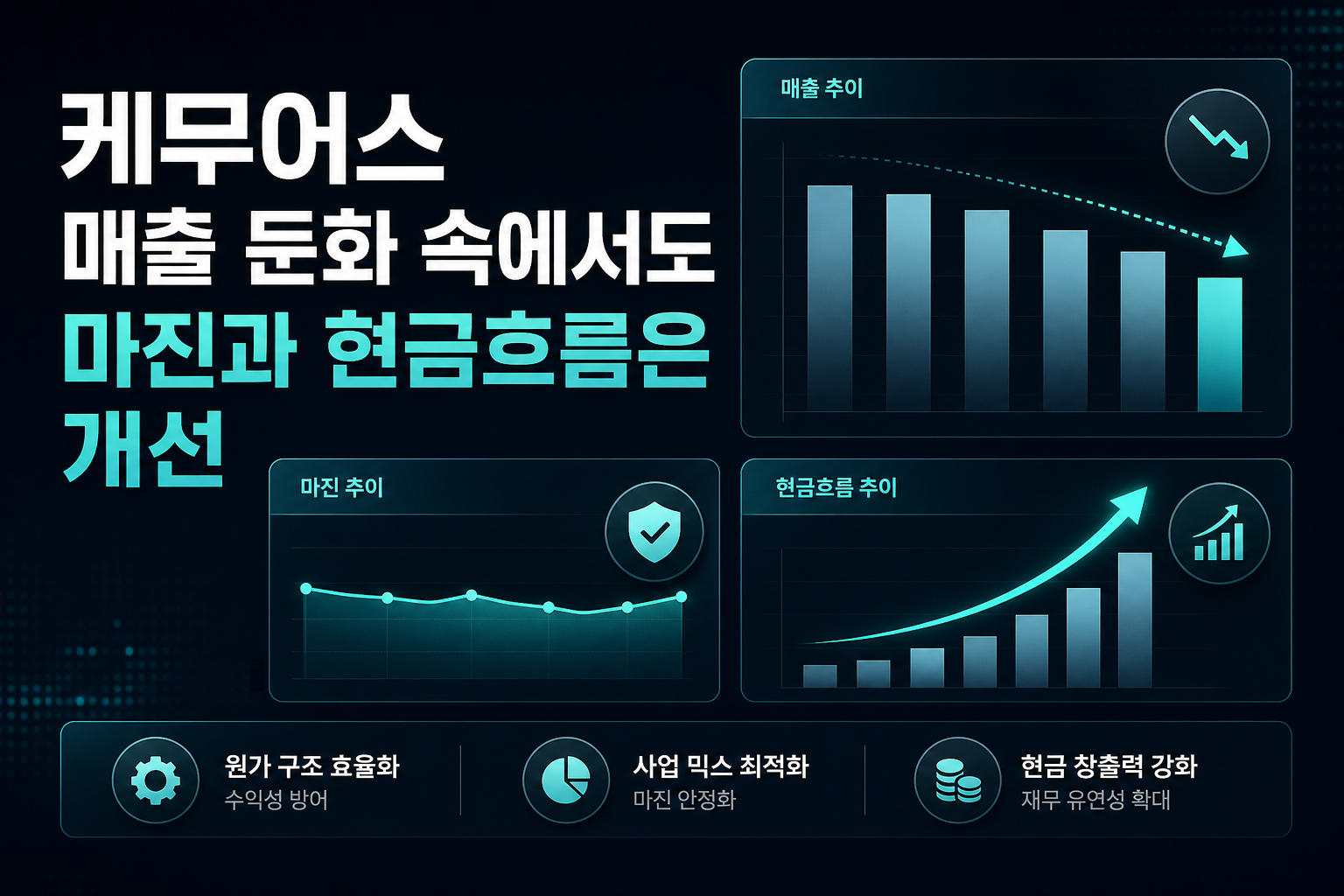 케무어스, 매출 둔화 속에서도 마진과 현금흐름은 개선