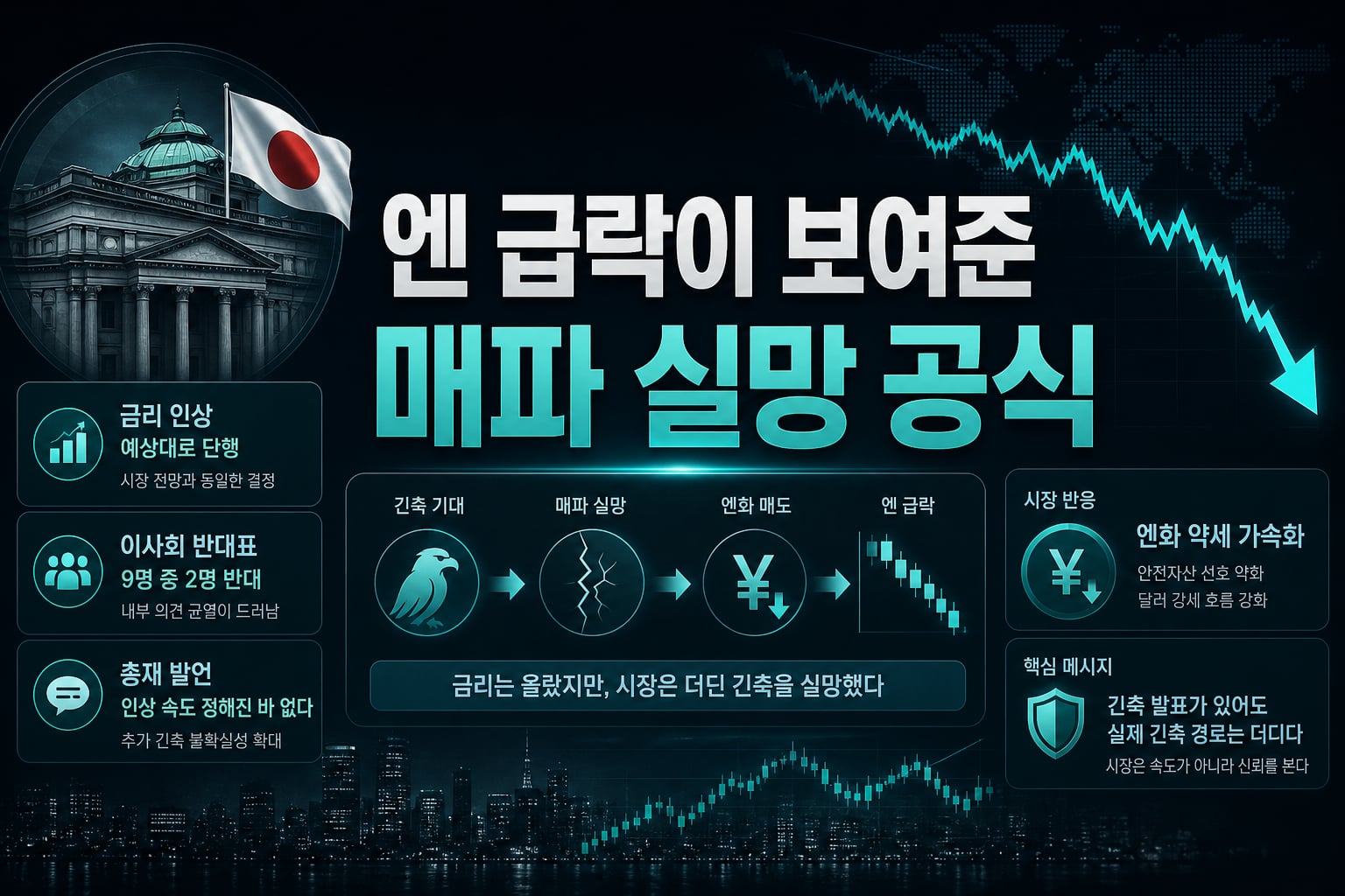 엔 급락이 보여준 '매파 실망' 공식