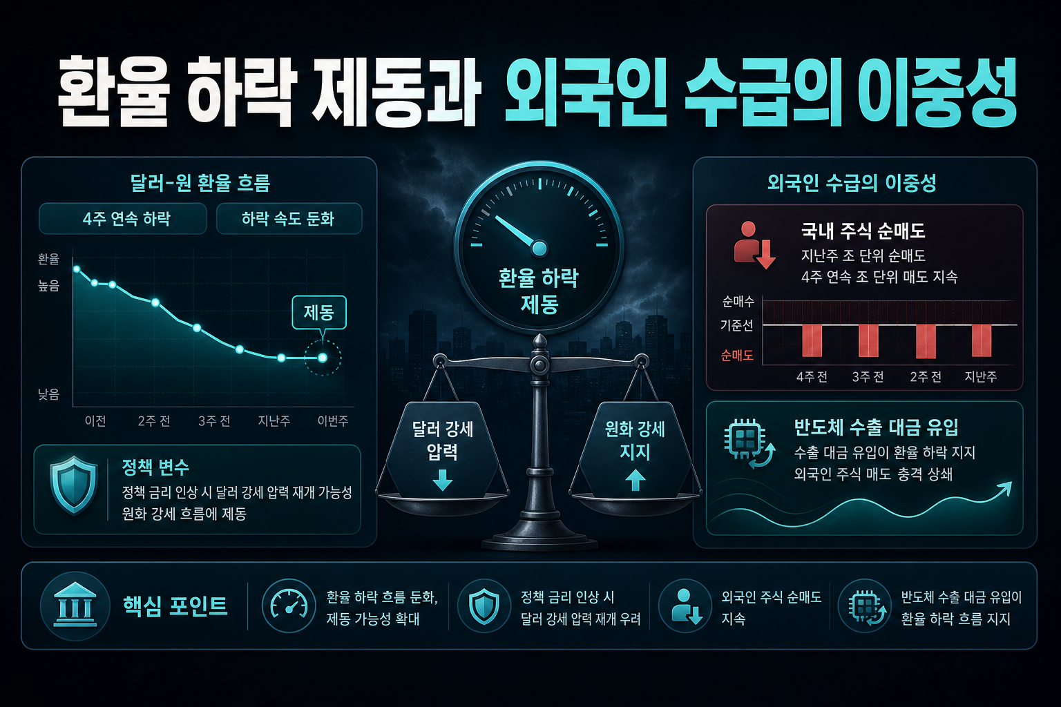 환율 하락 제동과 외국인 수급의 이중성