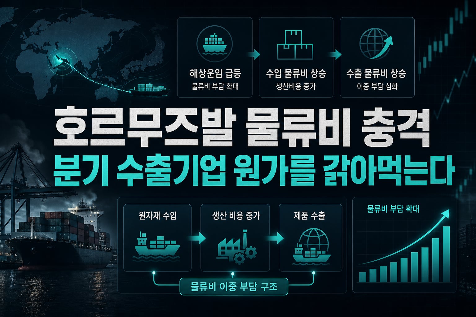 호르무즈발 물류비 충격, 4분기 수출기업 원가를 갉아먹는다