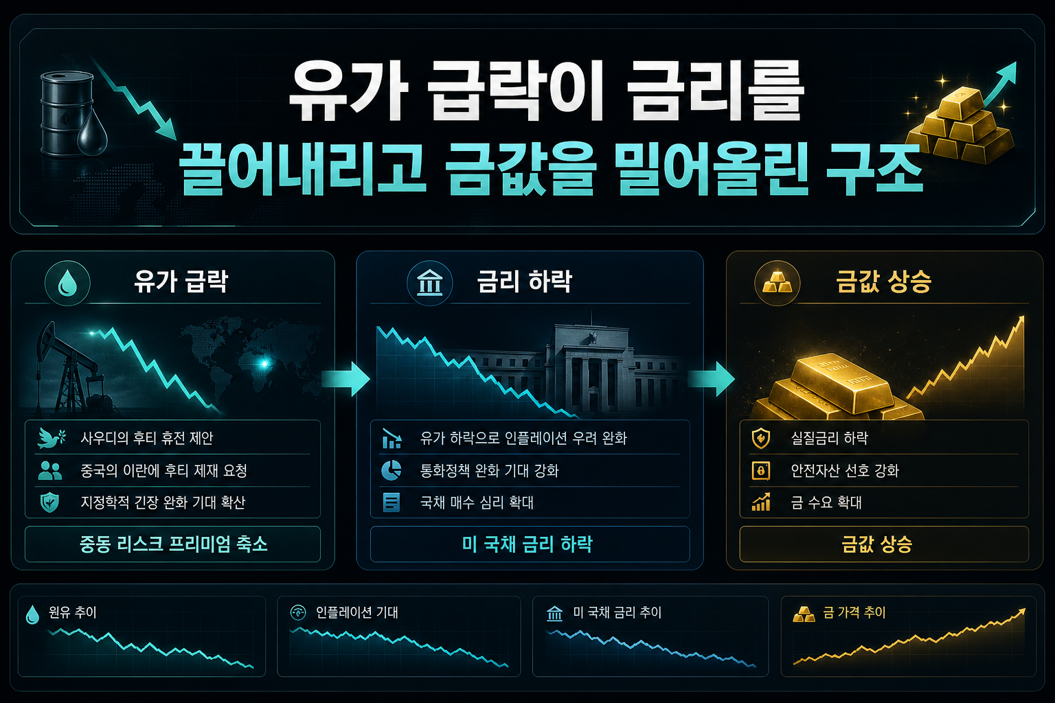 유가 급락이 금리를 끌어내리고 금값을 밀어올린 구조