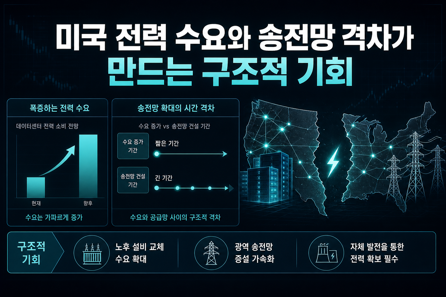 미국 전력 수요와 송전망 격차가 만드는 구조적 기회