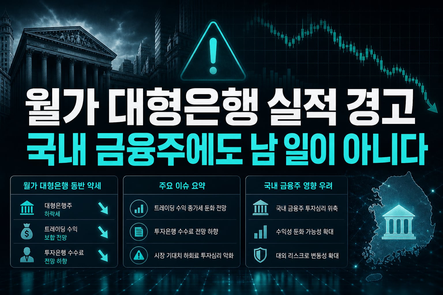 월가 대형은행 실적 경고, 국내 금융주에도 남 일이 아니다
