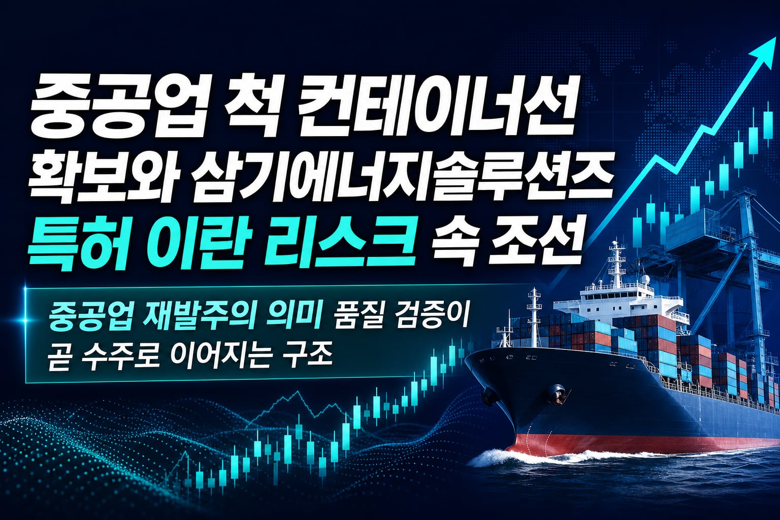 HJ중공업 8척 컨테이너선 확보와 삼기에너지솔루션즈 ESS 특허, 이란 리스크 속 조선·배터리 부품주 온도차