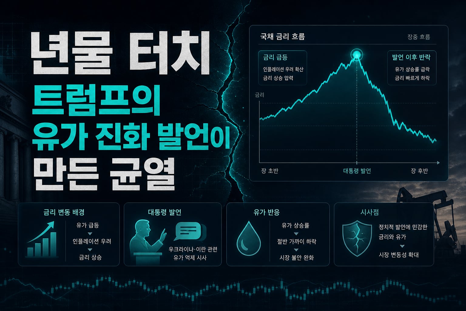 10년물 5% 터치, 트럼프의 유가 진화 발언이 만든 균열