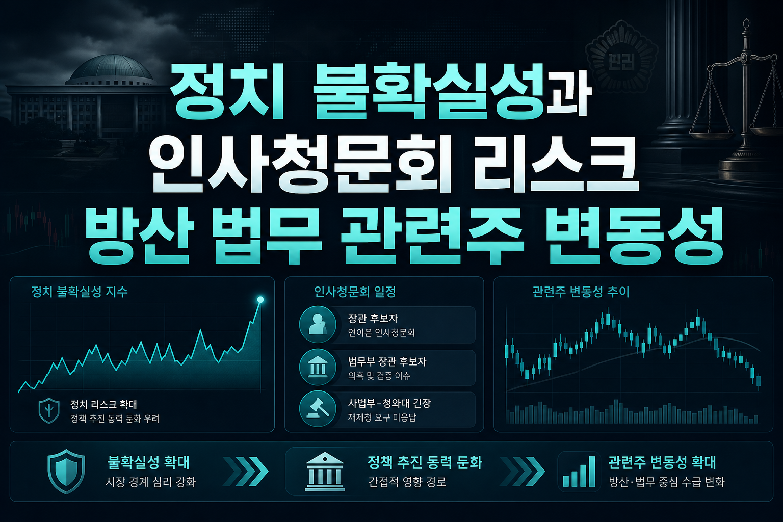 정치 불확실성과 인사청문회 리스크, 방산·법무 관련주 변동성