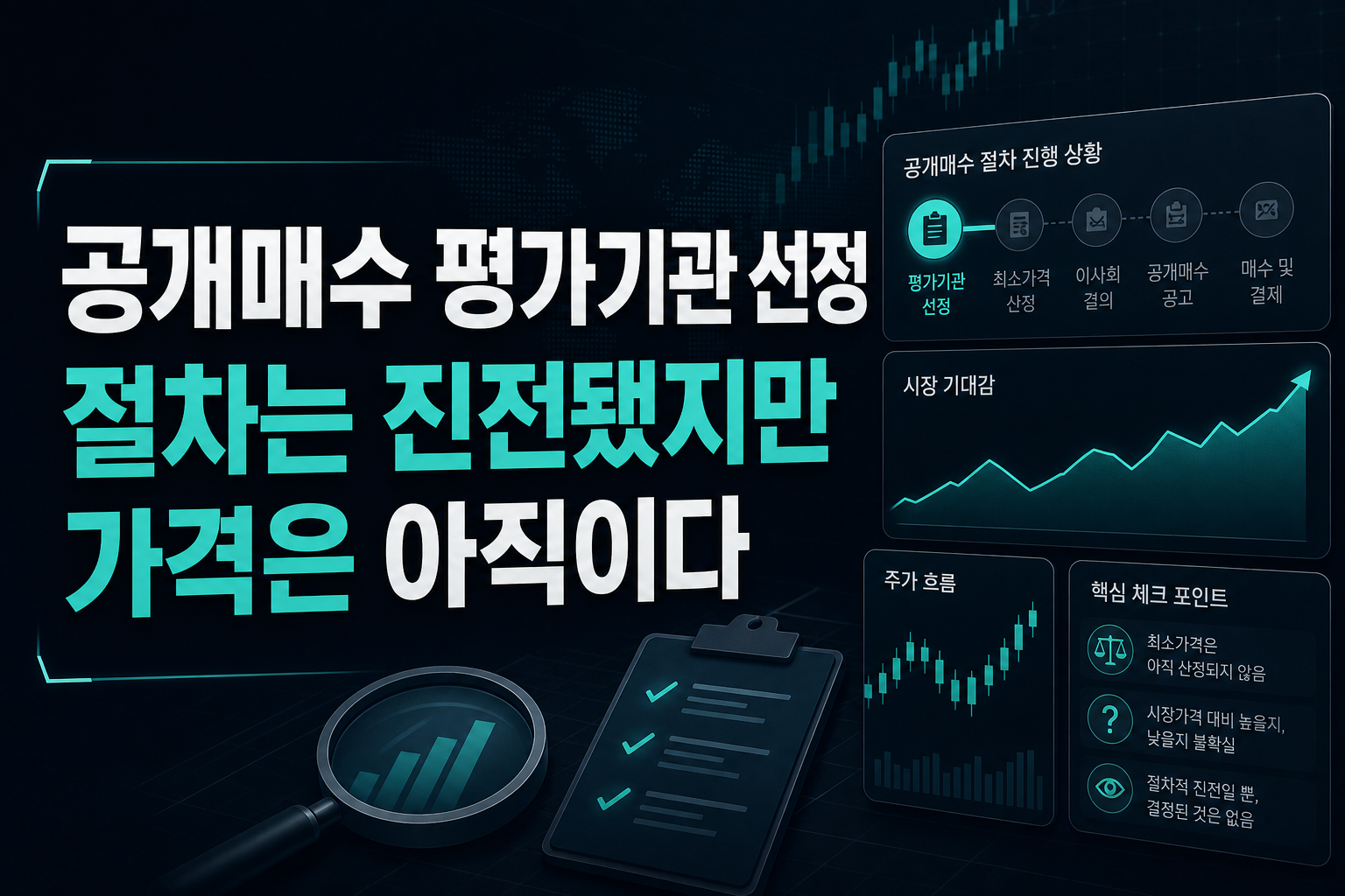 공개매수 평가기관 선정, 절차는 진전됐지만 가격은 아직이다