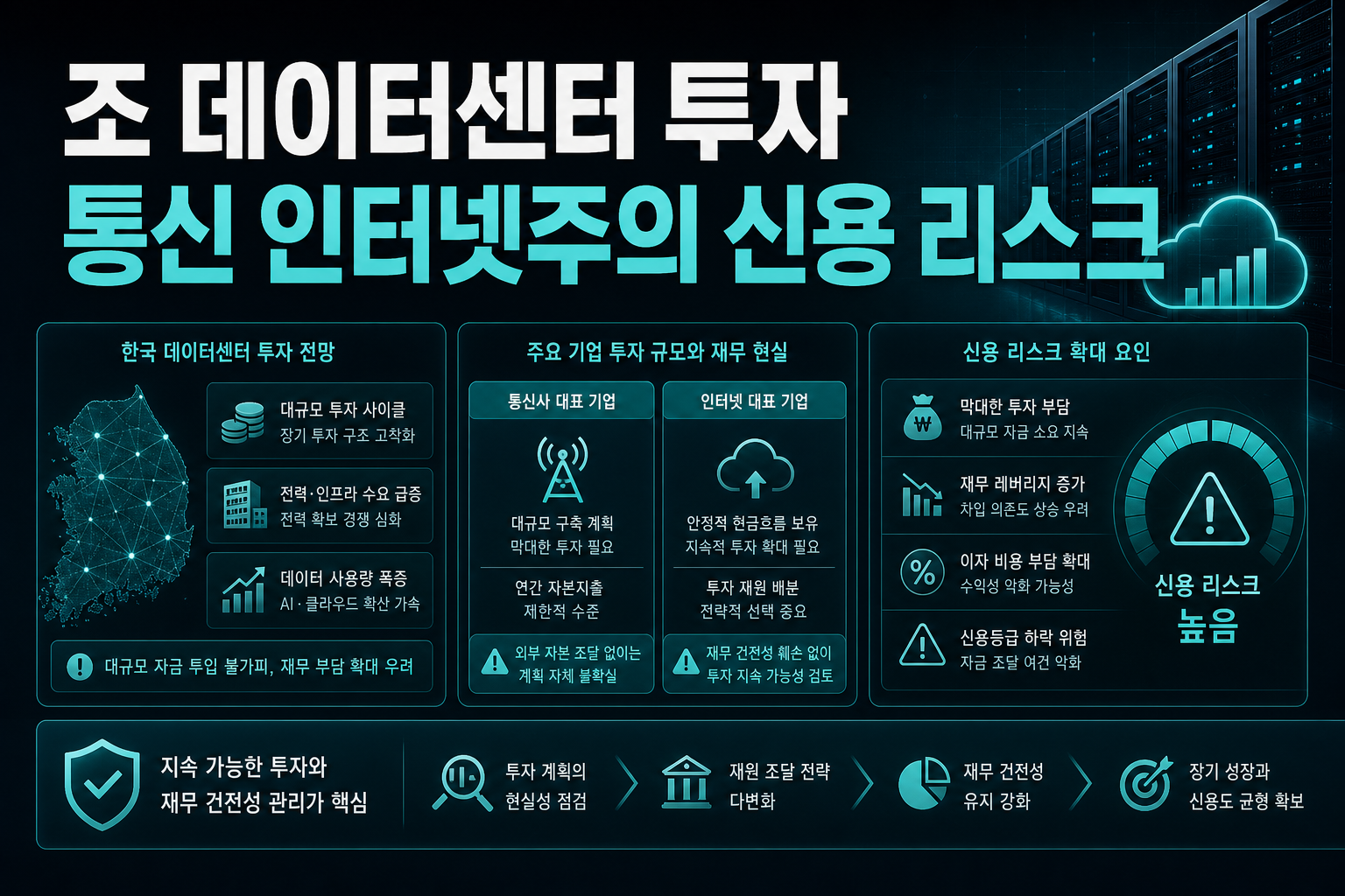 1200조 데이터센터 투자, 통신·인터넷주의 신용 리스크