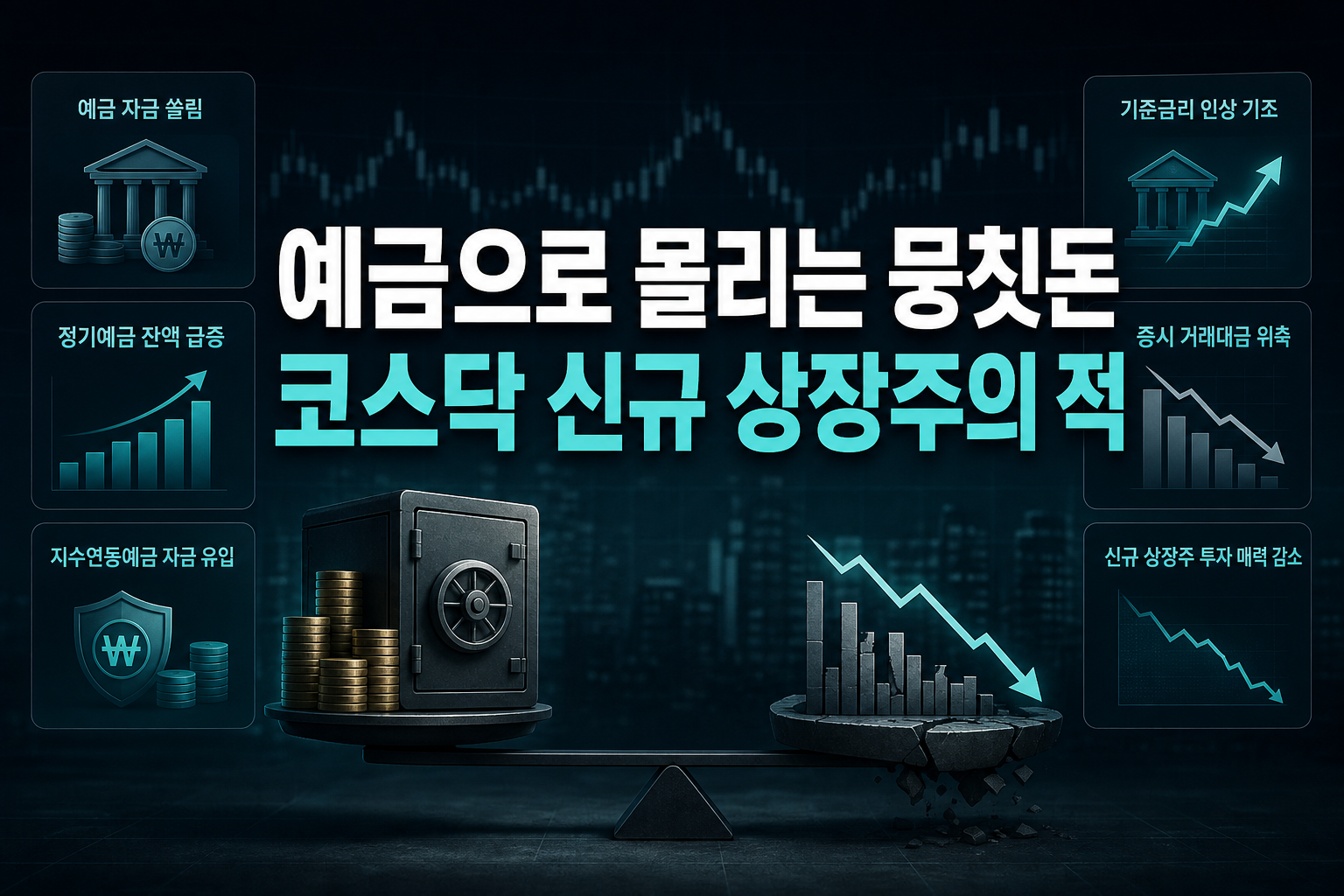 예금으로 몰리는 뭉칫돈, 코스닥 신규 상장주의 적