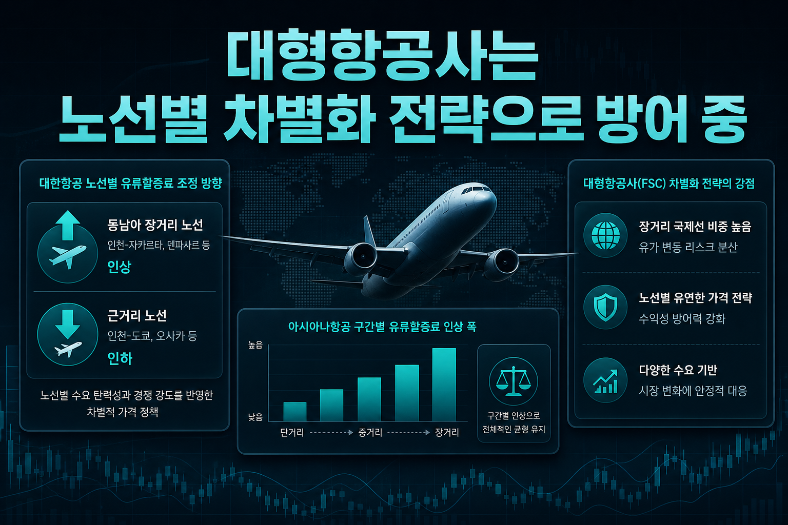 대형항공사는 노선별 차별화 전략으로 방어 중